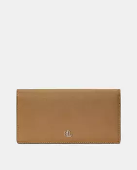 Кожаный кошелек среднего размера с золотым логотипом Lauren Ralph Lauren, цвет Camel