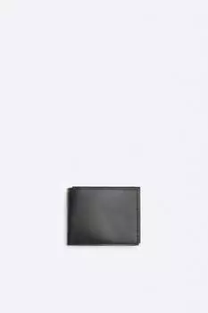 Кожаный кошелек тройного складания ZARA, черный