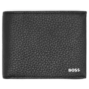 Кожаный кошелек тройного сложения Boss, черный
