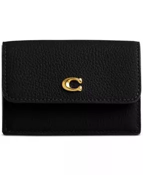Кожаный кошелек тройного сложения Coach, синий