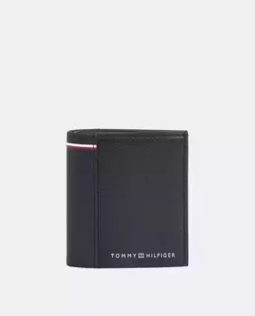 Кожаный кошелек тройного сложения Tommy Hilfiger, черный