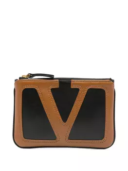 Кожаный кошелек Valentino Garavani Viva Superstar на молнии, черный