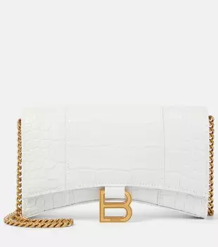 Кожаный кошелек в виде песочных часов на цепочке Balenciaga, белый