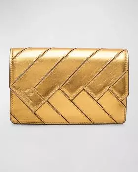 Кожаный кошелек Wave с эффектом металлик на цепочке Missoni, цвет Gold