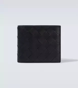 Кожаный кошелёк Intrecciato Bottega Veneta, Black/Silver