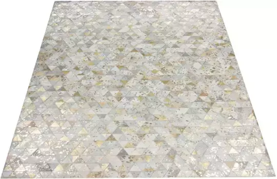 Кожаный ковер Leonique "Amir", прямоугольный ковер с коротким ворсом, треугольный узор, графический дизайн, натуральный продукт 120х170 см, цвет goldfarben/creme