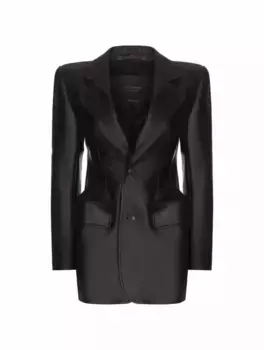 Кожаный однобортный жакет Balenciaga, черный