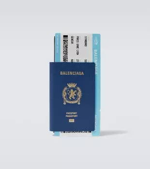 Кожаный паспортник Balenciaga, Passport Blue