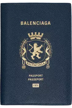 Кожаный паспортник-кошелек Balenciaga, синий