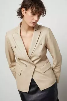 Кожаный пиджак Answear Lab, бежевый