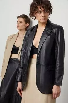 Кожаный пиджак Answear Lab, черный