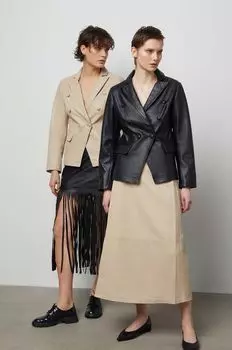 Кожаный пиджак Answear Lab, черный
