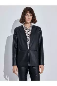 Кожаный пиджак-блейзер Koton, черный