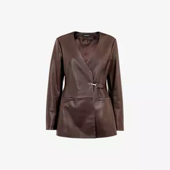 Кожаный пиджак josie с завязками Whistles, коричневый