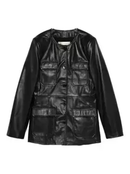 Кожаный пиджак Nour Hammour, черный