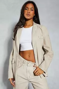 Кожаный пиджак оверсайз MISSPAP, бежевый