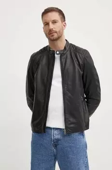 Кожаный пиджак Pepe Jeans, черный