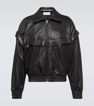 Кожаный пиджак Saint Laurent, черный