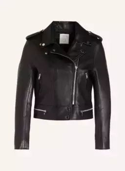 Кожаный пиджак Sandro, черный