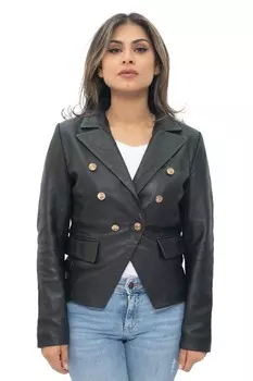 Кожаный пиджак в стиле милитари ольборг Infinity Leather, черный