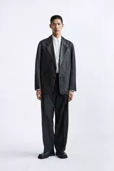 Кожаный пиджак x studio nicholson ZARA, антрацитовый серый