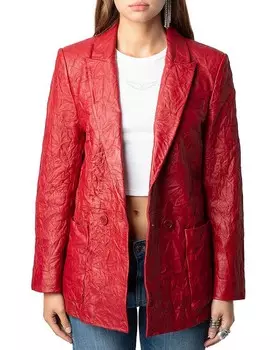 Кожаный пиджак Zadig & Voltaire Visko Cuir Froisse, красный