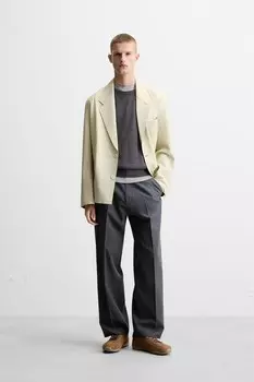 Кожаный пиджак ZARA, экрю