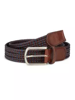 Кожаный плетеный ремень Saks Fifth Avenue