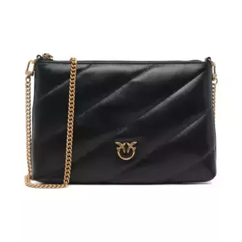 Кожаный плоский мешочек Pinko, черный