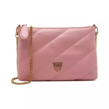 Кожаный плоский мешочек Pinko, розовый