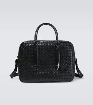 Кожаный портфель intrecciato Bottega Veneta, черный