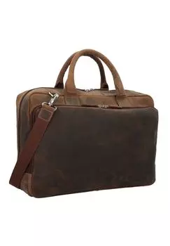 Кожаный портфель Retro Colmar 40 см с отделением для ноутбука PLEVIER, темно-коричневый