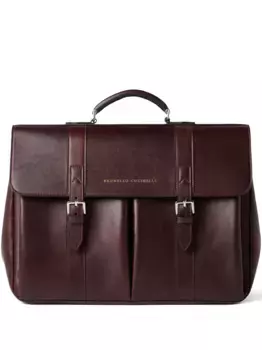 Кожаный портфель с двойной пряжкой Brunello Cucinelli, красный