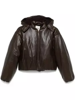 Кожаный пуховик SANDRO, коричневый