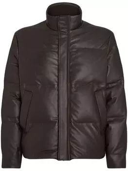 Кожаный пуховик Zegna, коричневый