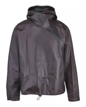 Кожаный пуловер с капюшоном Bottega Veneta, цвет Brown Black