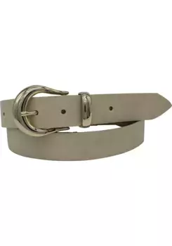 Кожаный ремень AnnaMatoni, блестящая металлическая застежка и петля, бежевый