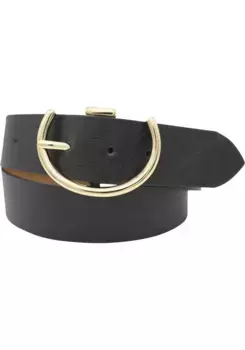 Кожаный ремень AnnaMatoni, модная полуоткрытая застежка, черный