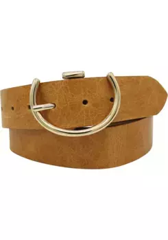 Кожаный ремень AnnaMatoni, модная полуоткрытая застежка, цвет Cognac