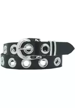 Кожаный ремень AnnaMatoni с люверсами, черный