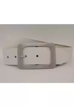Кожаный ремень AnnaMatoni с серебряной застежкой, белый