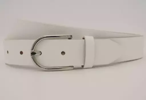 Кожаный ремень AnnaMatoni с серебряной застежкой, белый