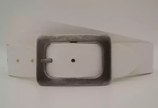 Кожаный ремень AnnaMatoni с серебряной застежкой, белый