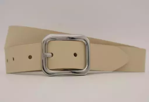 Кожаный ремень AnnaMatoni с серебряной застежкой, бежевый