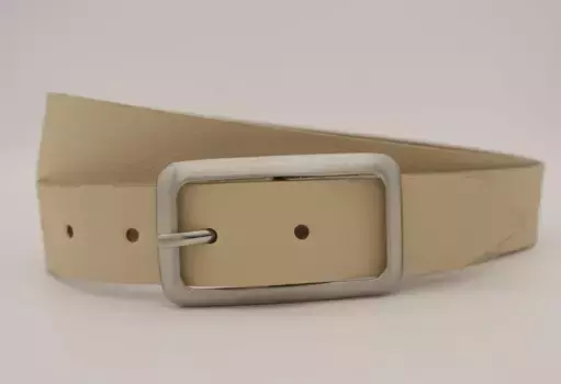 Кожаный ремень AnnaMatoni с серебряной застежкой, бежевый