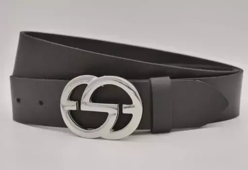 Кожаный ремень AnnaMatoni с серебряной застежкой, черный