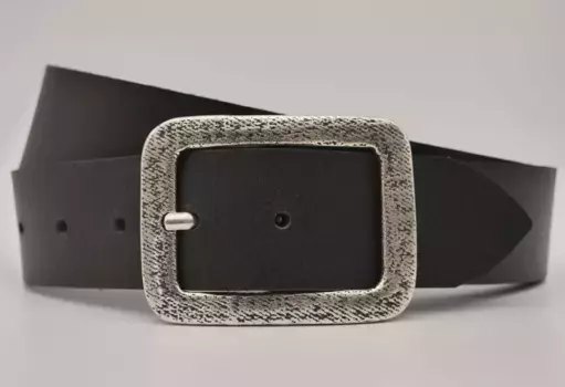 Кожаный ремень AnnaMatoni с серебряной застежкой, черный