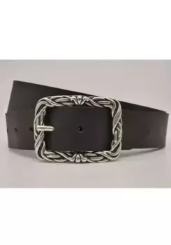 Кожаный ремень AnnaMatoni с серебряной застежкой, черный