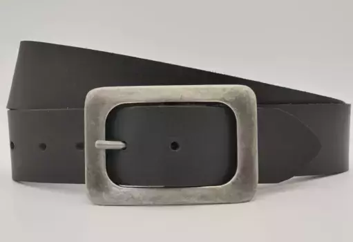 Кожаный ремень AnnaMatoni с серебряной застежкой, черный