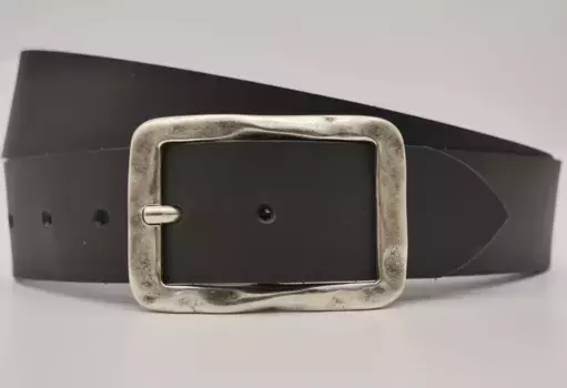 Кожаный ремень AnnaMatoni с серебряной застежкой, черный